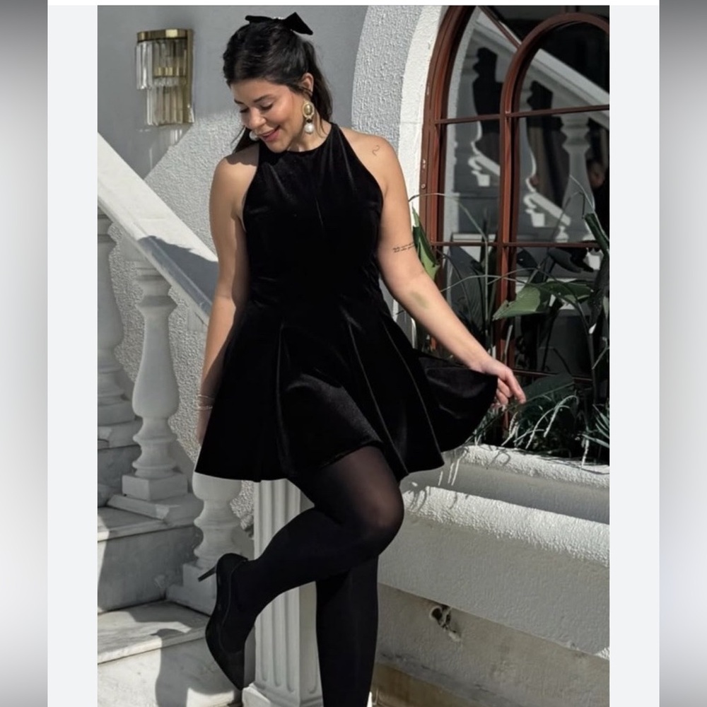 Zara Dress Velvet High Neck